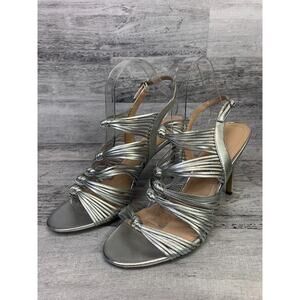 Charles David Womens Silver Strappy High Heel Sandals Size 9.5M